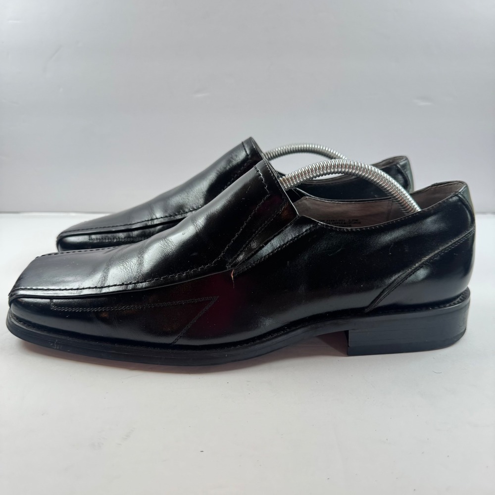 Stacy Adams Mens Black Leather Square Bicycle Toe Slip On Loafers 21187-001 9.5M